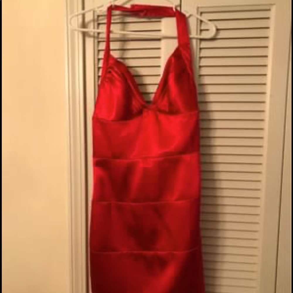 Cherry Red Halter Back Dress